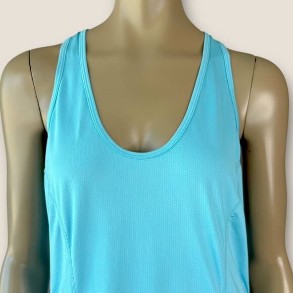 Zella Athletic Racerback Ruched Back Tank Top Gym Activewear Size L Long Blue - Picture 5 of 16